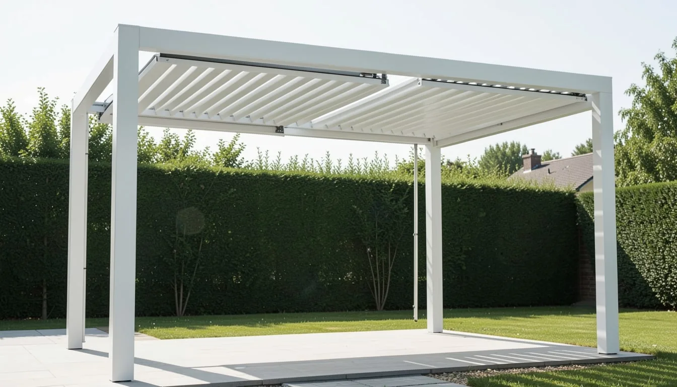 Pergola in alluminio, tetto scorrevole — colore Bianco